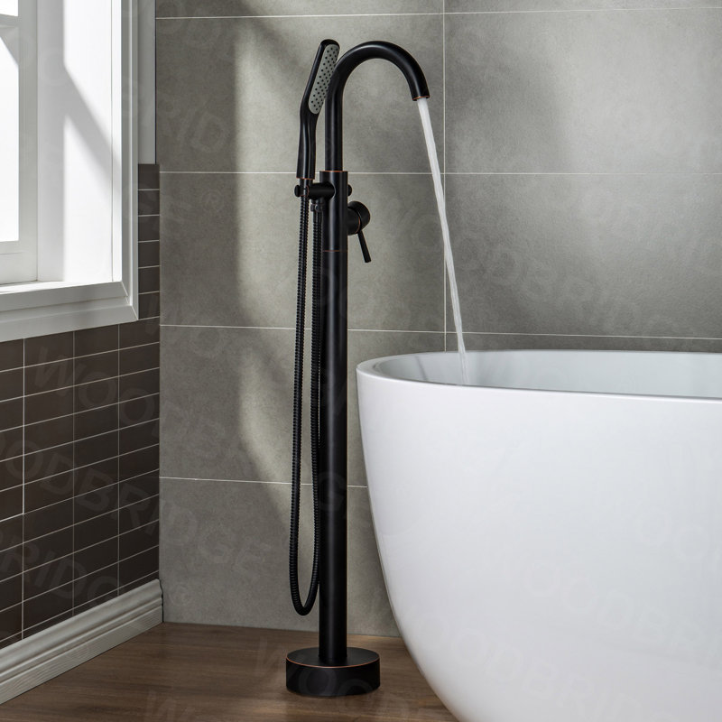 Cove 1 Handle Bathroom Freestanding Tub Filler with Diverter, Oil-Rubbed Bronze