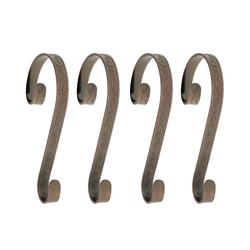 Stocking Scrolls Embossed Holly Stocking Holder, Oil-Rubbed Bronze