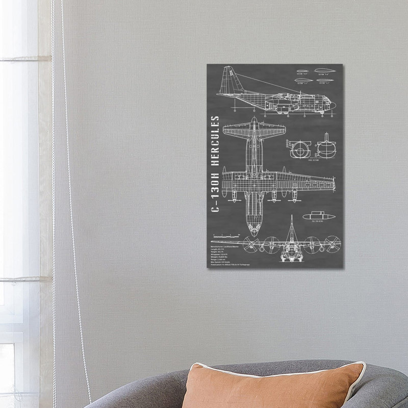 Action Blueprints - Wrapped Canvas Print, Black, 66.04 cm H x 45.72 cm W x 1.91 cm D