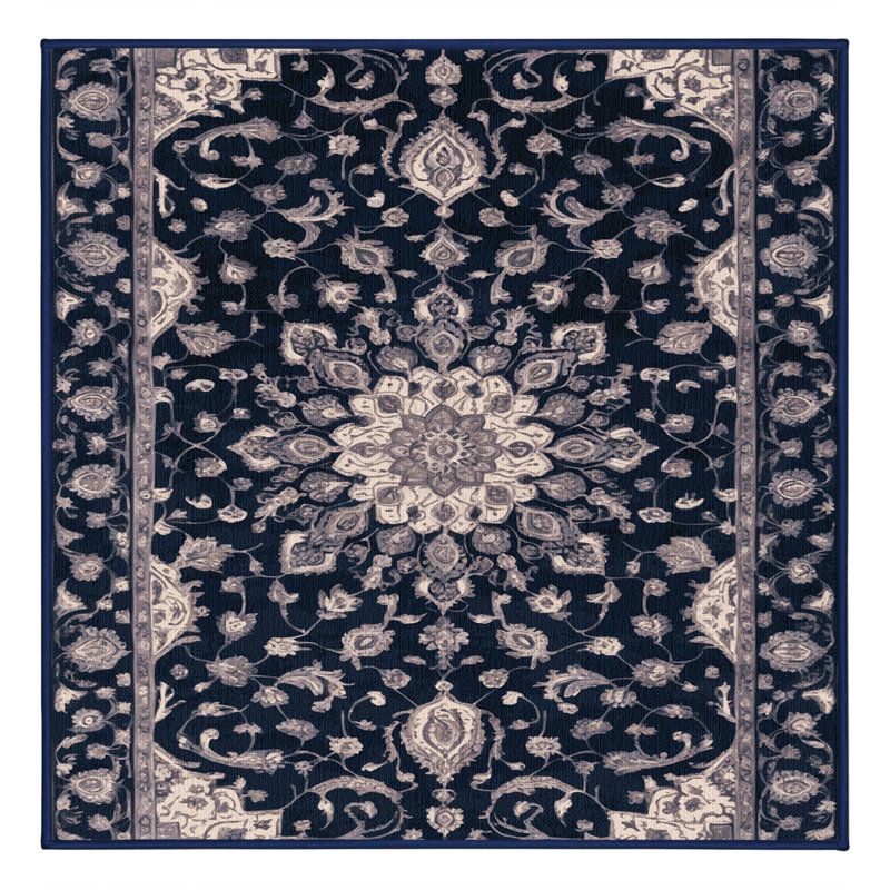 Tapis gris Tabriz lavable à la machine, Carré 3 pi