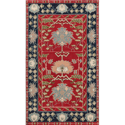 Sultana Wool Oriental Area Rug in Red/Navy/Green/Beige