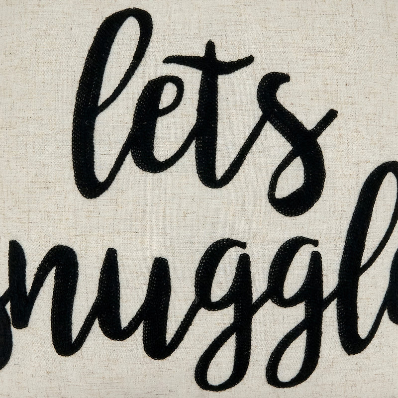 Natural Square Embroidered Let's Snuggle Pillow, 17"