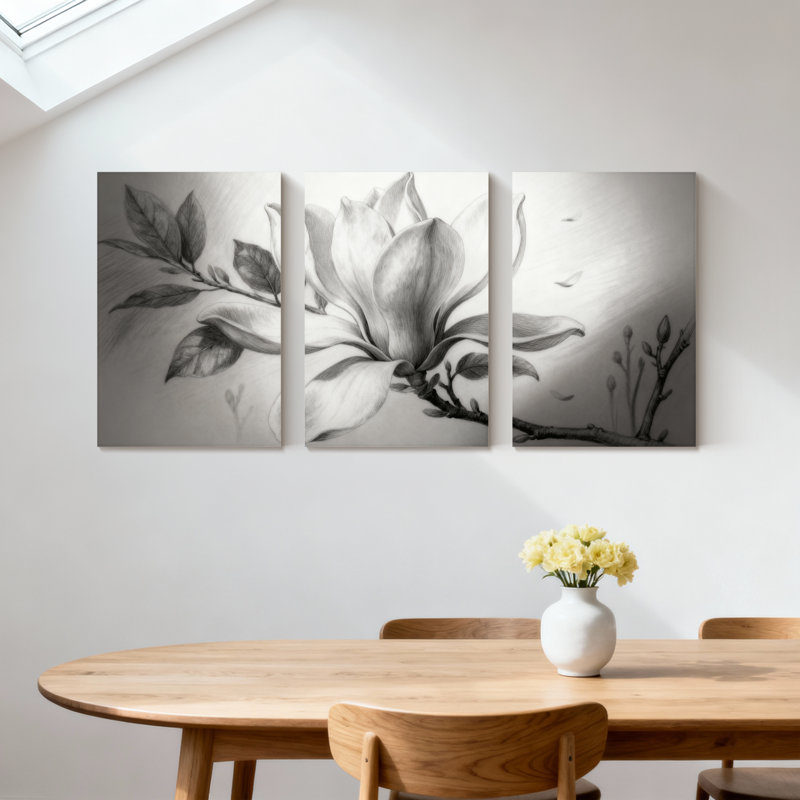 Ensemble de 3 impressions sur toile Magnolia, H 18 po x l 36 po