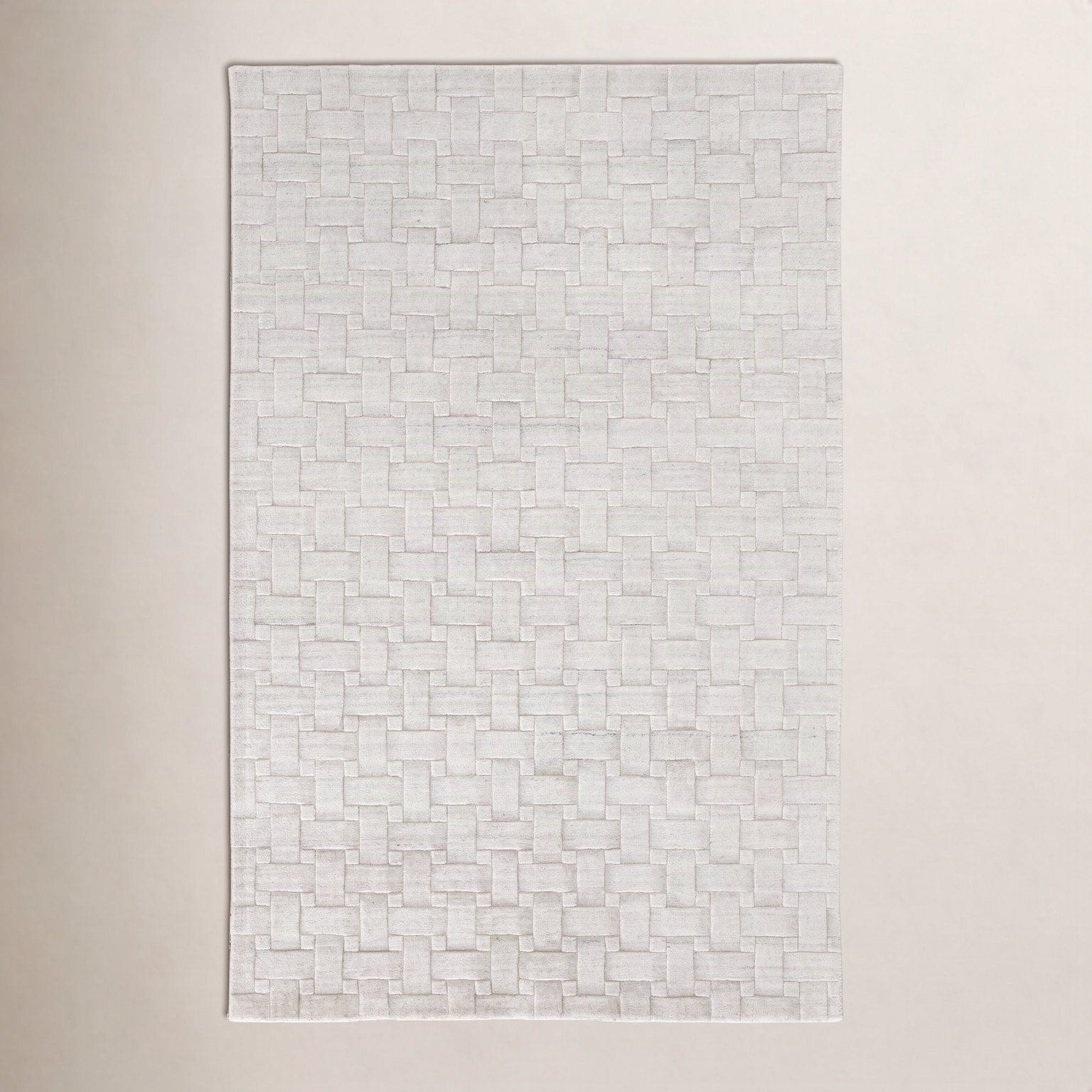 Shanta White Hand-Woven Geometric Viscose Rug, Rectangle 12' x 15'