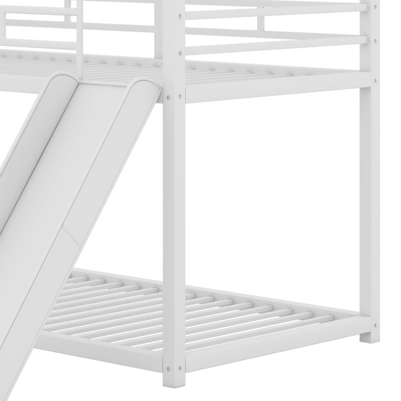 Lit superposé avec glissade en métal, Blanc