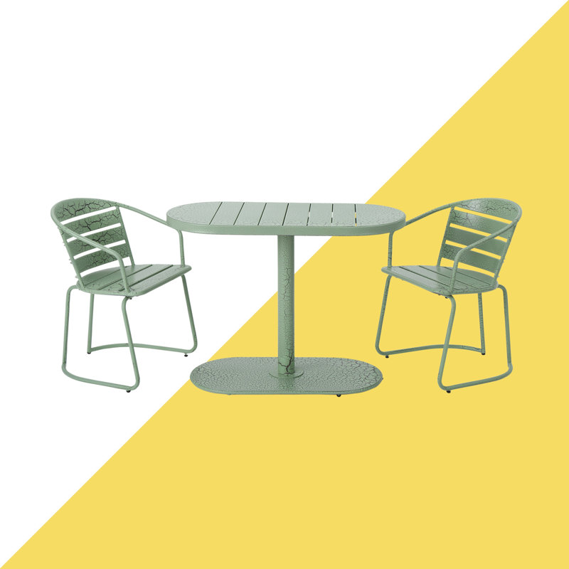 Gunner Oval Metal Folding Bistro Set, Green
