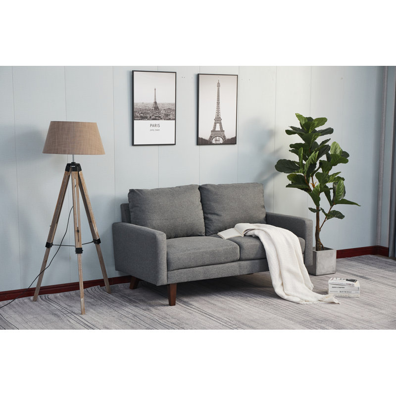 Seaddon Square Arm Sofa, Light Gray Linen Blend, 35" H x 58" W x 32" D