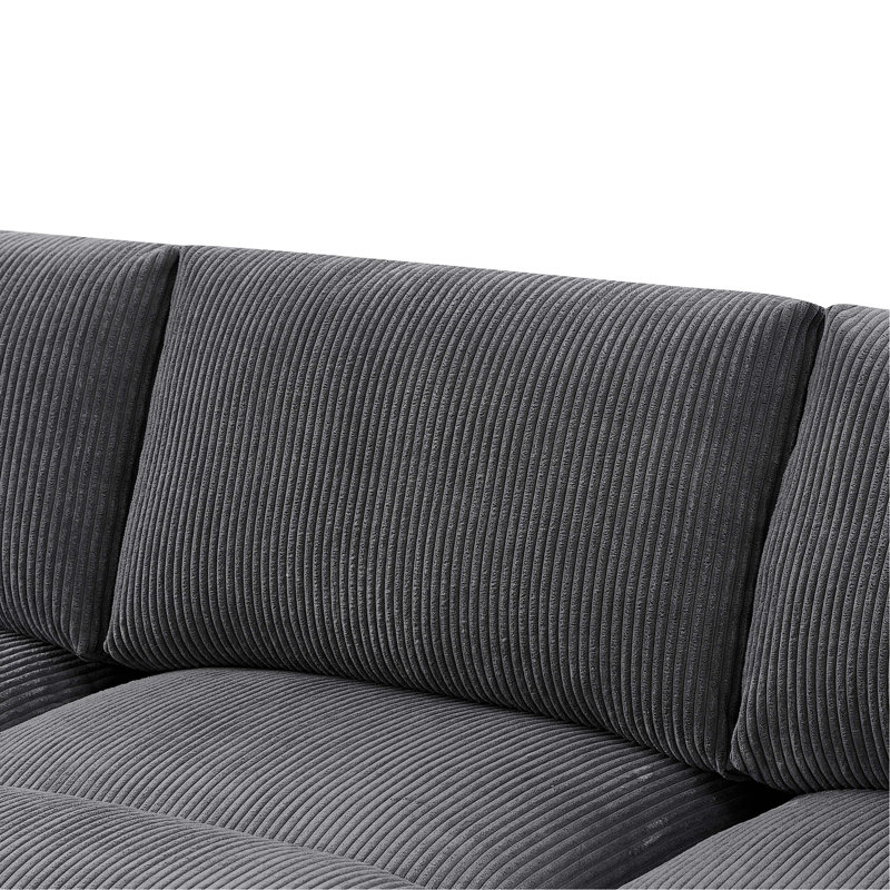 Canapé modulaire symétrique en velours côtelé, Gris foncé