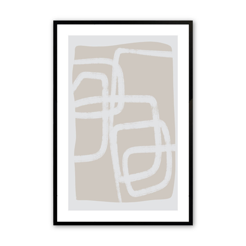 «Sallee Greige Simple Abstract», ensemble de 2 encadrés sur papier par 2 pièces par Line2Form, Noir satiné