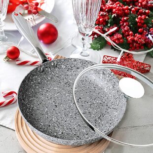MICHELANGELO Stone Frying Pan with Lid, Nonstick 12 Inch Frying Pan with  Non toxic Stone-Derived Coating, Granite Frying Pan, Nonstick Large Frying