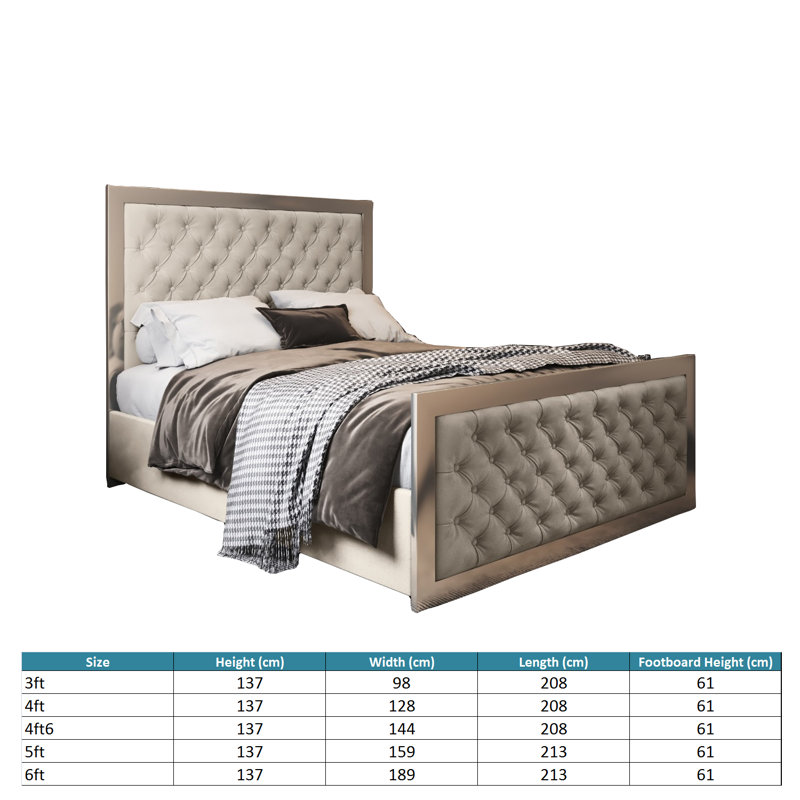Aleeza Upholstered Bed, Double (4'6), Beige