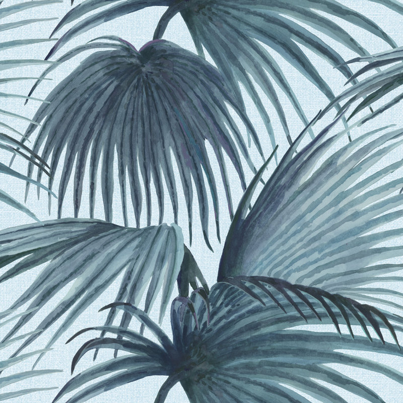 Pawley’s Island Palms Barely Wallpaper by Megan Molten, Blue, Paper