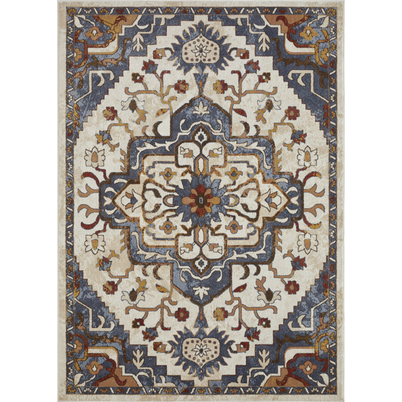 Tapis d'intérieur en polypropylène tissé à la main Raaya, Rectangle 9 pi 10 po x 12 pi 10 po