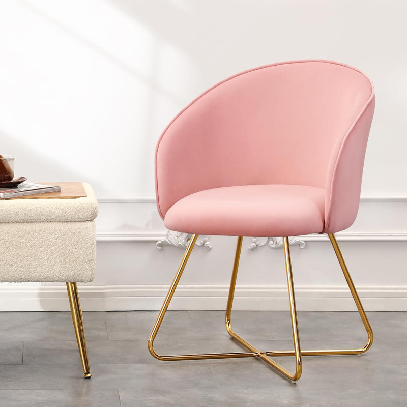Chaise d'appoint rembourrée Tyiana, Velours rose
