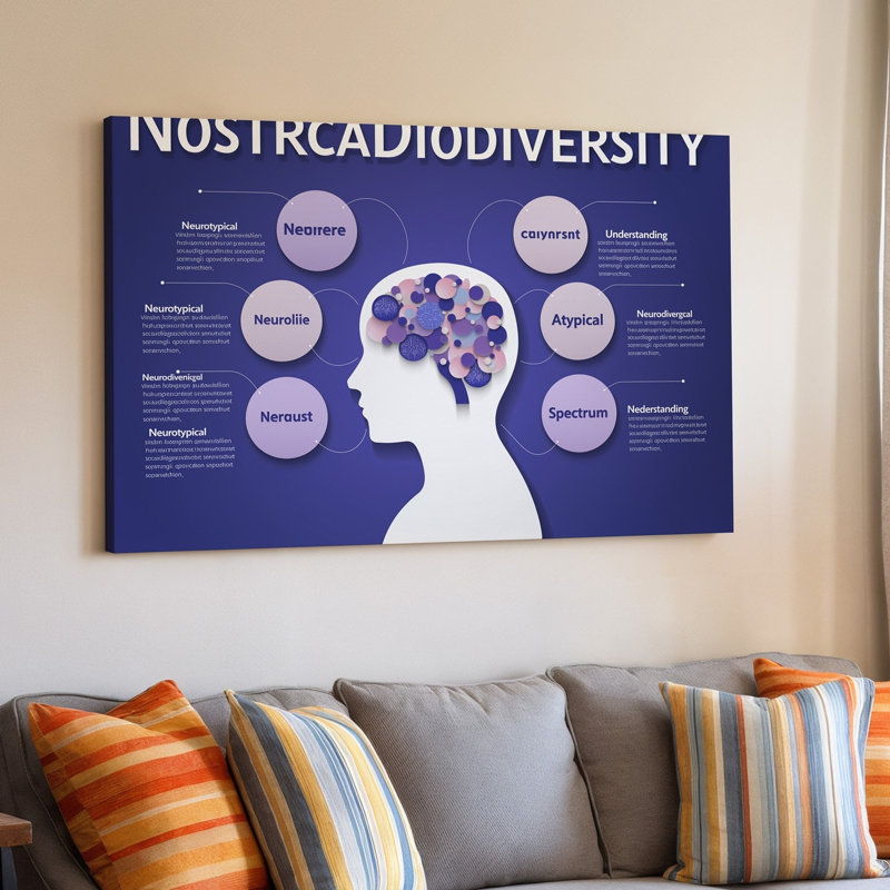 Toile, "Créez une infographie éducative centrée autour du concept de la" Neurodiversité "", avec une grande silhouette centrale
