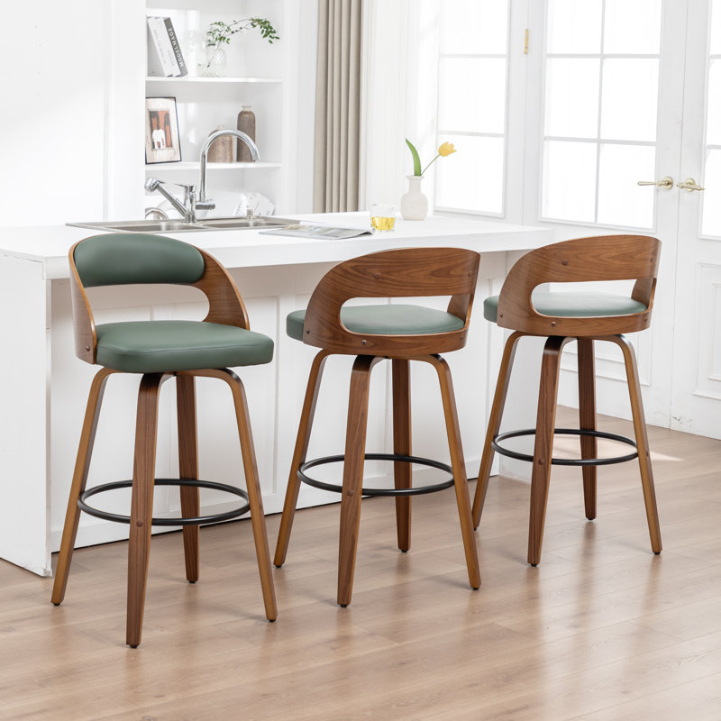 Ensemble de 3 tabourets de bar et de comptoir pivotants en cuir Jacobus, Tabouret de comptoir (siège d'une hauteur de 24,8