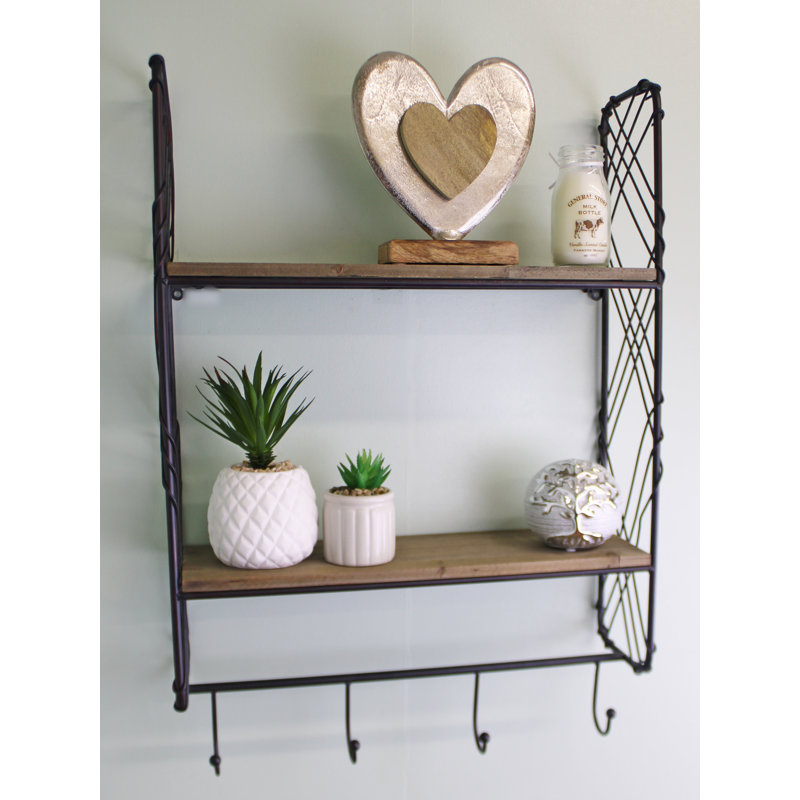 Ishika 2 Piece Accent Shelf with Hooks