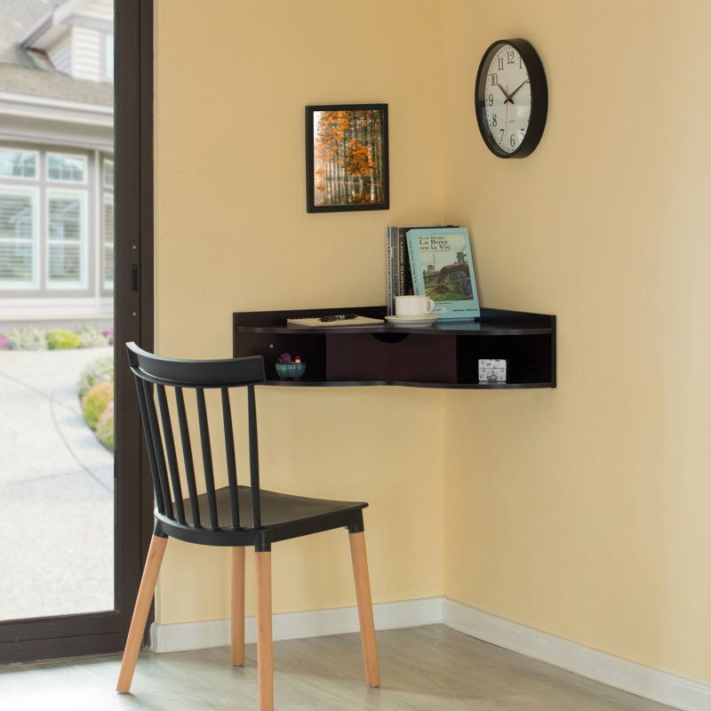 Corner Floating Desk, Brown