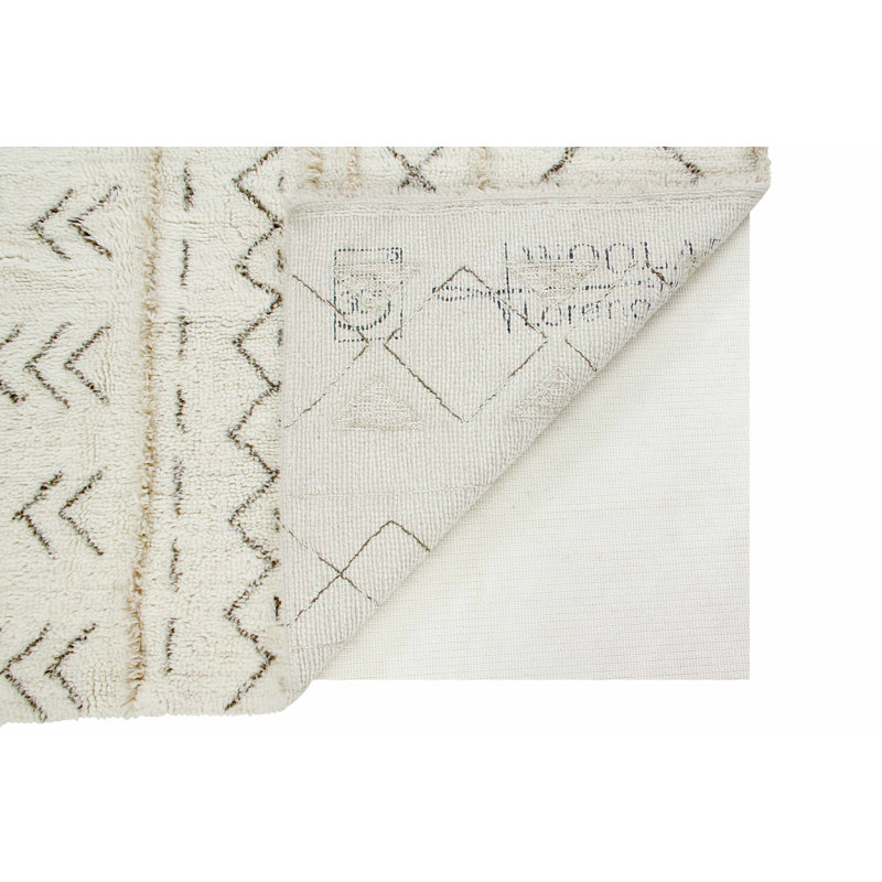 Bohemian Classics Hand Tufted Wool Moroccan Area Rug in Natural/Almond Frost/Sandstone, Rectangle 5'7" x 8'