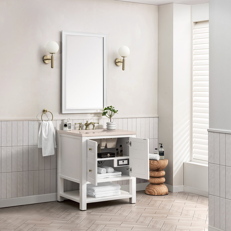Breckenridge 30'' W Single Vanity, Charcoal Soapstone, Bright White, 8" Widespread