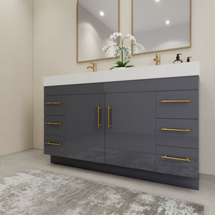 60" Double Bathroom Vanity Set with Drawers and Doors
