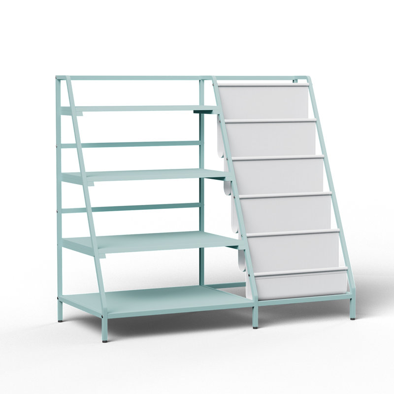 80cm H x 90cm W Metal Bookcase, Green/White