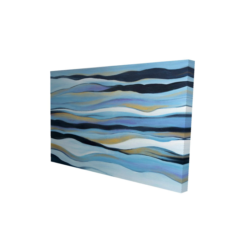 Blue Sweep - Gold Abstract Canvas Art for Home Decor