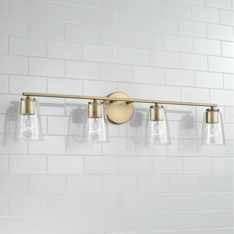 Éclairage pour meuble-lavabo à intensité variable à 4 lumières, Laiton vieilli