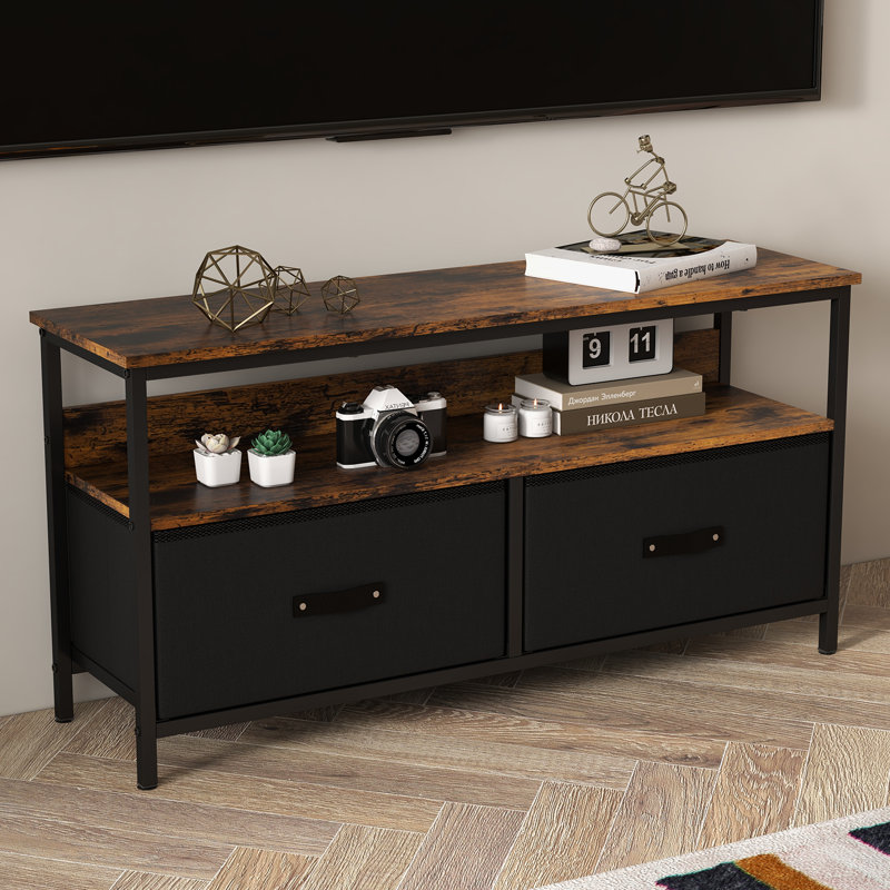 Small Tv Stand Dresser With Drawers And Shelves For Home Decor Items, Brown