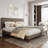 Twin Upholstered Platform Bed Frame, Fabric Headboard, Metal Frame with Wooden Slats, Twin Size, Modern Bedroom Use ,Black-1650802872-1650802873