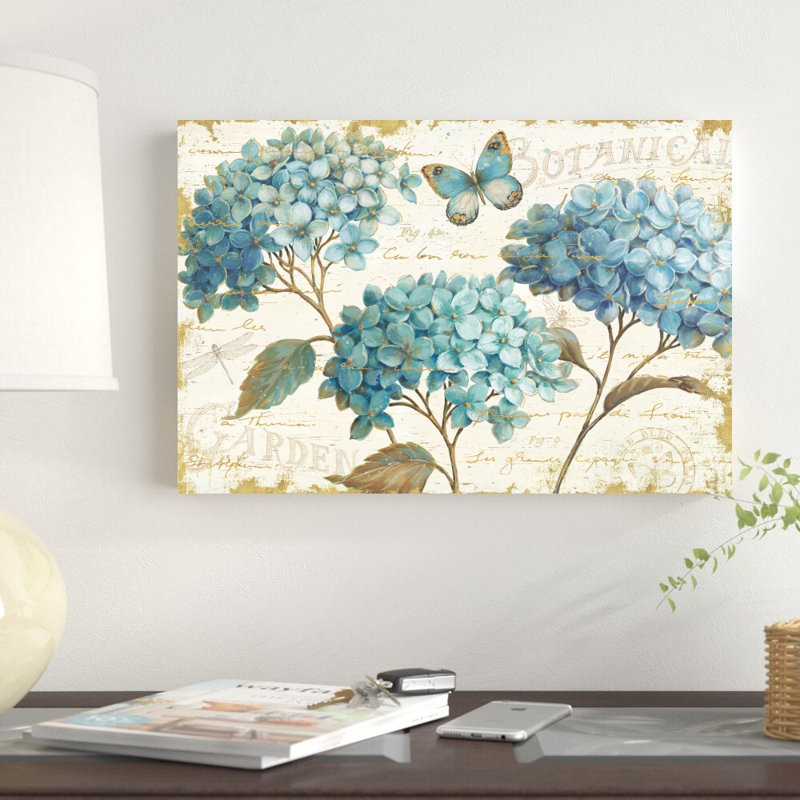 «Blue Garden I» par Daphne Brissonnet, reproduction d'art sur toile tendue, H 12 po x l 18 po, Non, Toile tendue