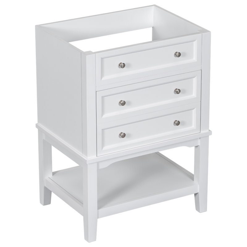 Bathroom Vanity Base Without Sink Featuring Storage Cabinet with Drawer and Open Shelf