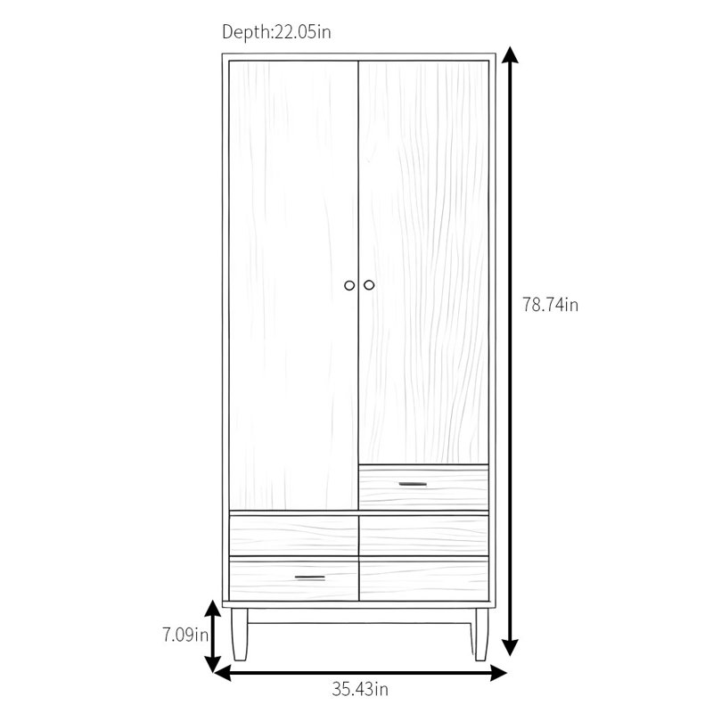 Armoire classique classique à double porte, Burlywood