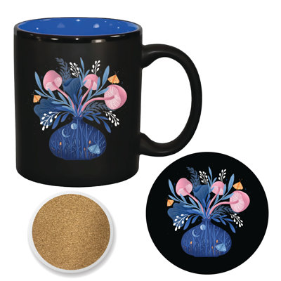 Ensemble de grandes tasses et sous-verres 11 oz Whimsical Arrangement