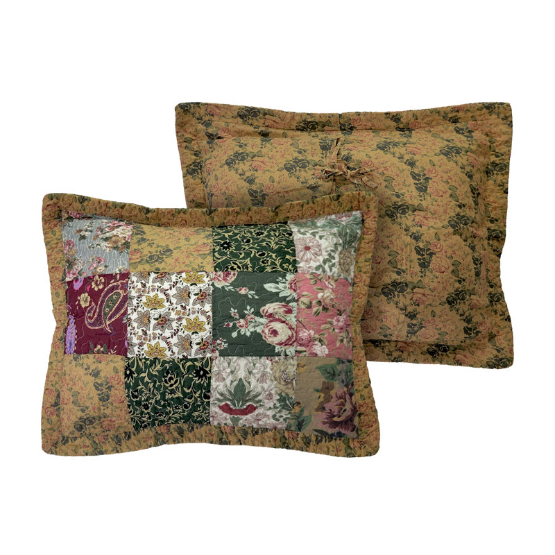 Twin Blue Cotton Reversible Patchwork Quilt Set