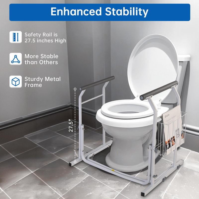 AW Toilet Safety Rails Frame 375lbs Capacity with Magazine Rack for Seniors Elderly Disabled Handicap