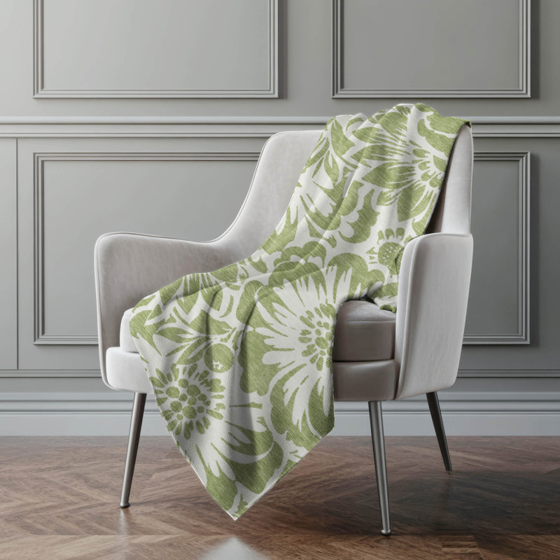 Jeté en sherpa floral Addison, Aloès