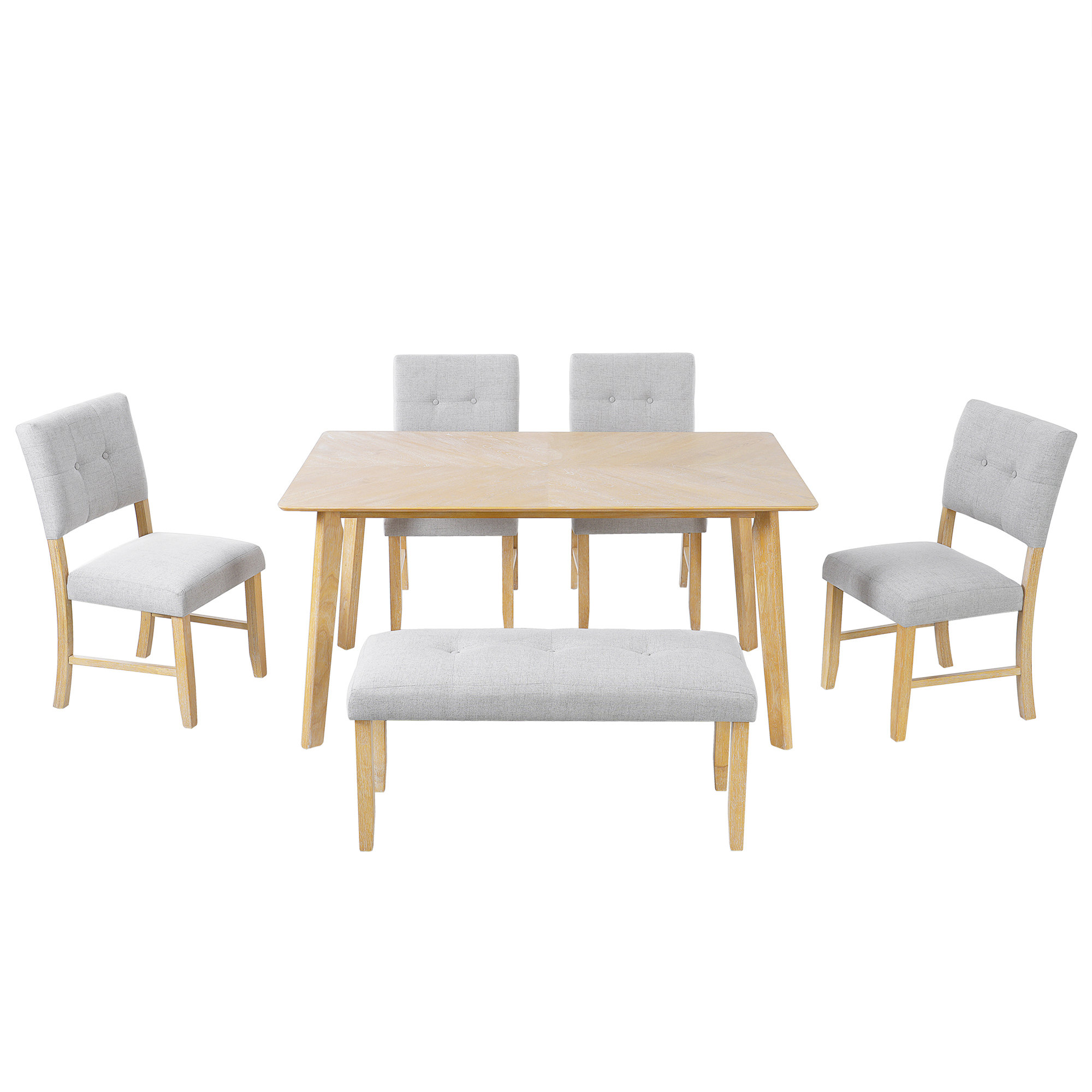 Lark Manor™ 6-Piece Rustic Farmhouse Rectangular Dining Table Set with ...