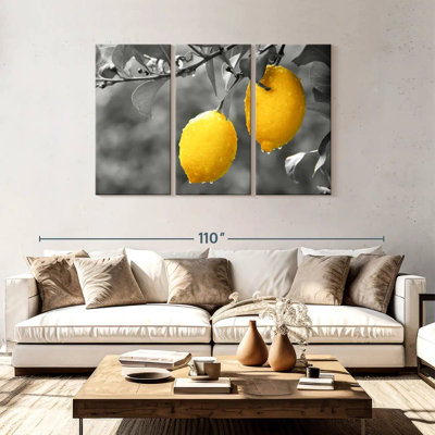 Ensemble de 3 citrons pop sur toile