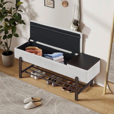 Banc de rangement rembourré avec compartiment caché