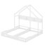 Lit plateforme simple en bois, deux lits partagés avec tablettes et garde-corps