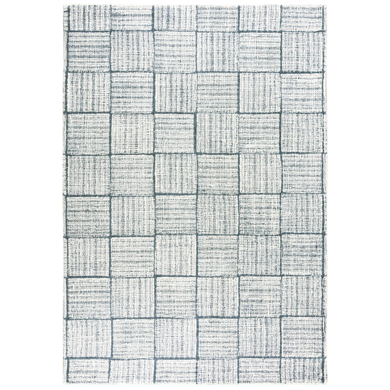 Tapis 100% laine touffeté à la main, Rectangle 7 pi 9 po x 9 pi 9 po