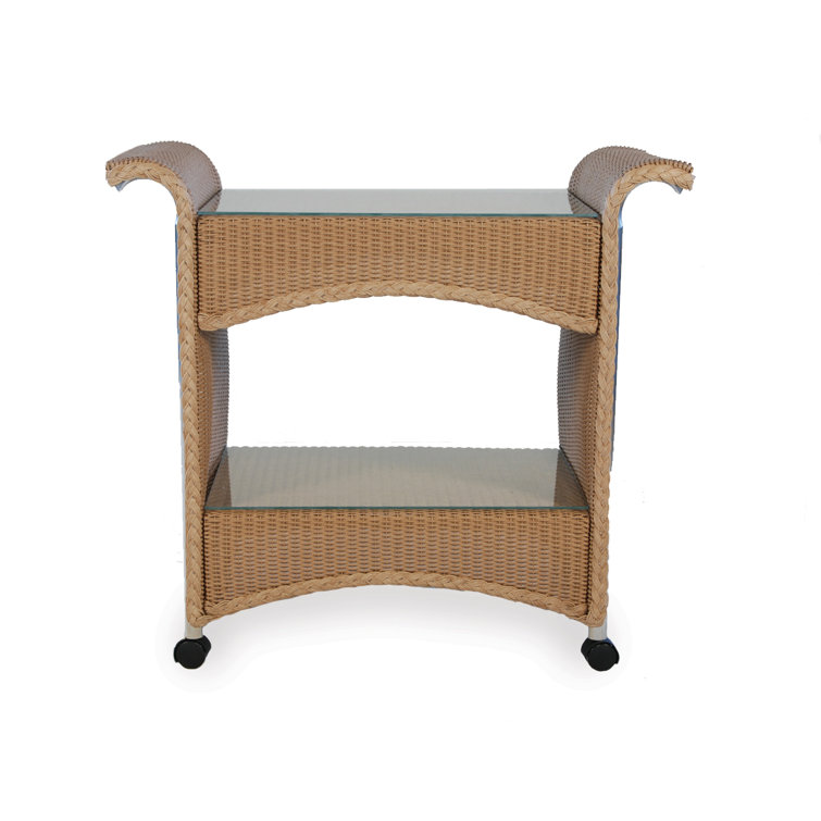 Universal Loom Accessories Lloyd Flanders Bar Cart Aluminum Frame and Wicker Outer Material