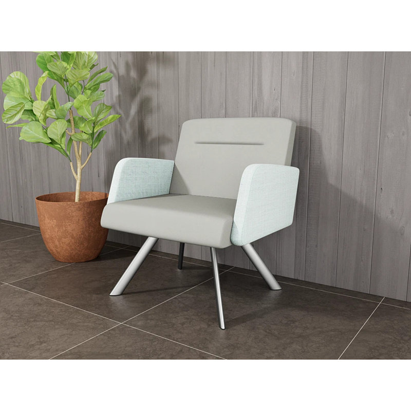 Fauteuil de réception Willy, Argent argent, Patriot Plus colombe / écume de mer chambray