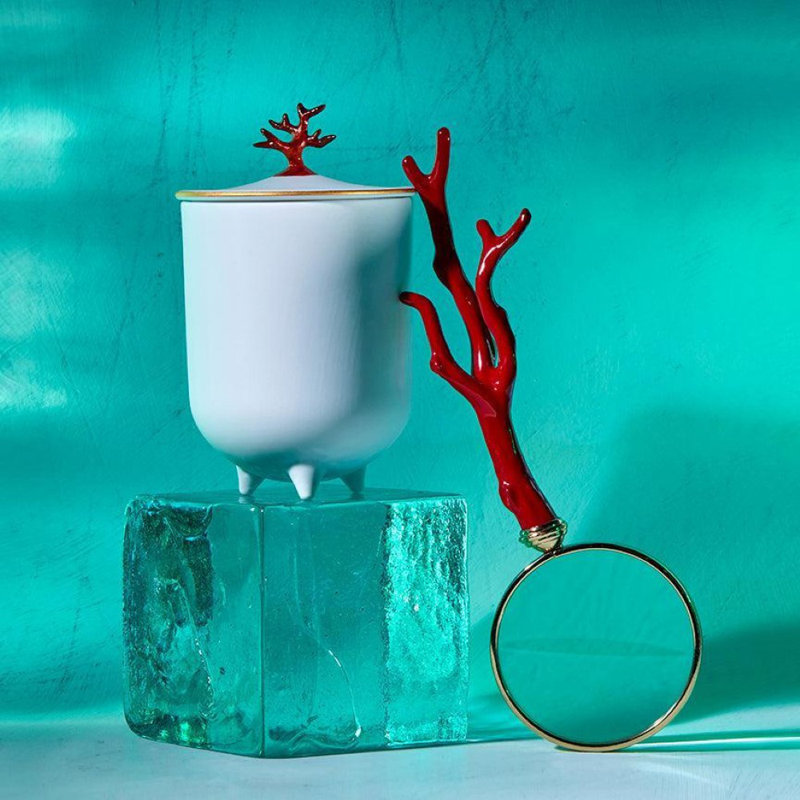 Footed Coral Candle