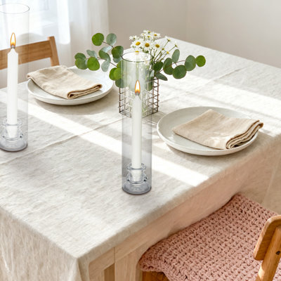 6-Pack Glass Hurricane Candle Holders, 12" Tall Clear Chimney Tubes with Taper Candlestick Holders, 2.2 x 2.2 x 12 Inch