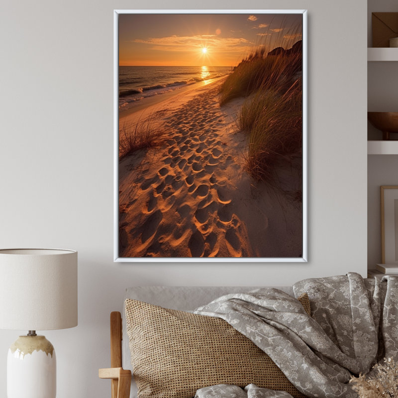 «Alabama Golden Hour At Gulf Shores VII», reproduction sur toile, H 44 po x l 34 po x P 1,5 po, Cadre flottant blanc