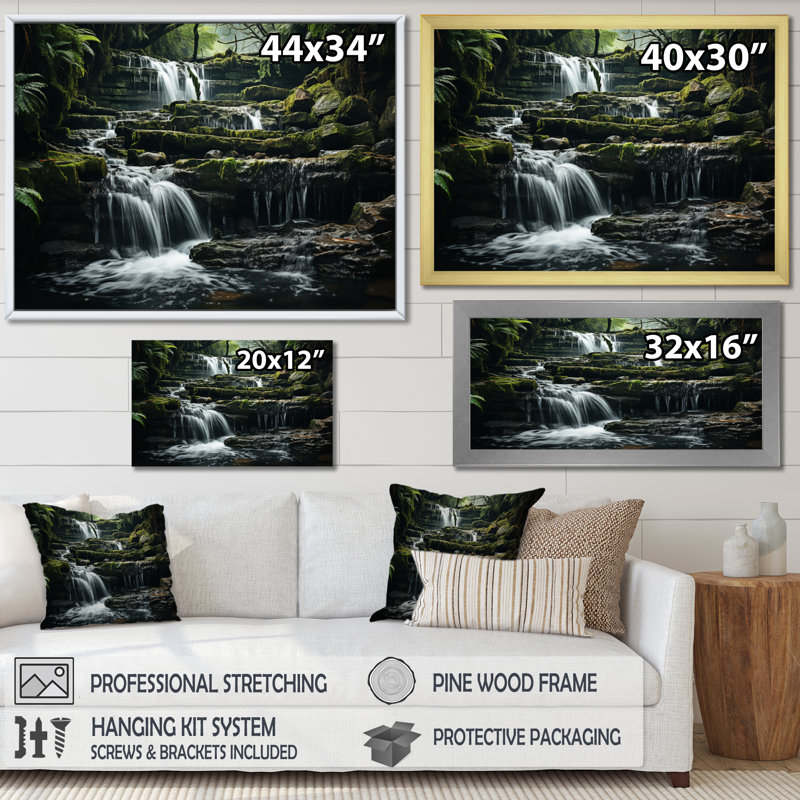 Waterfall Natures Symphony sur toile, H 30 po x l 40 po x P 1,5 po, Toile tendue