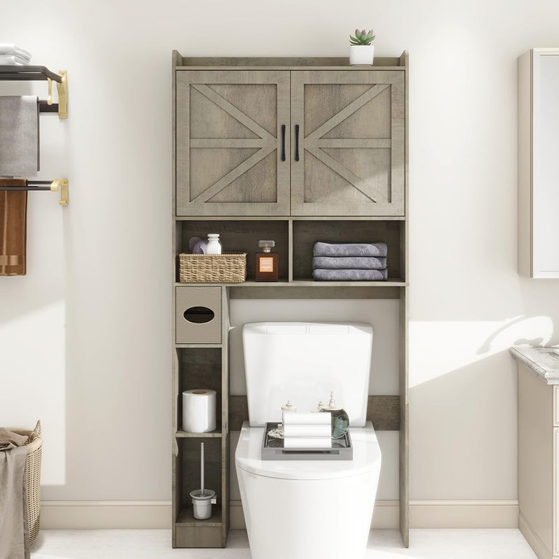 Layleigh Freestanding Over The Toilet Storage, Gray Wood