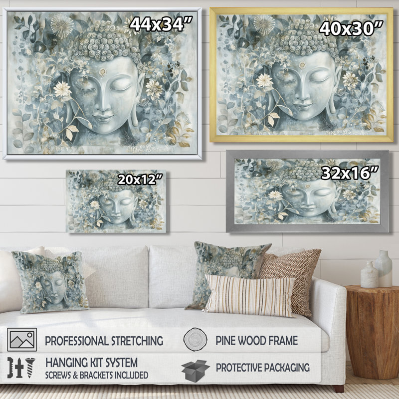 Bouddha gris chuchotant le chemin du bouddhisme II - impression d'art mural bouddhisme, H 12 po x l 20 po, Black